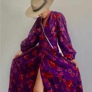 Chasing Unicorns Floral Maxi Dress Size Small Purple Pink and Red New with Tags